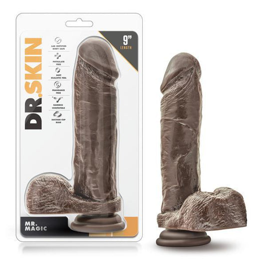 DR. SKIN MR. MAGIC 9'' DILDO WITH SUCTION CUP CHOCOLATE - Temptations