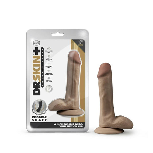 Dr. Skin Plus 6" Posable Dildo With Balls Mocha - Temptations