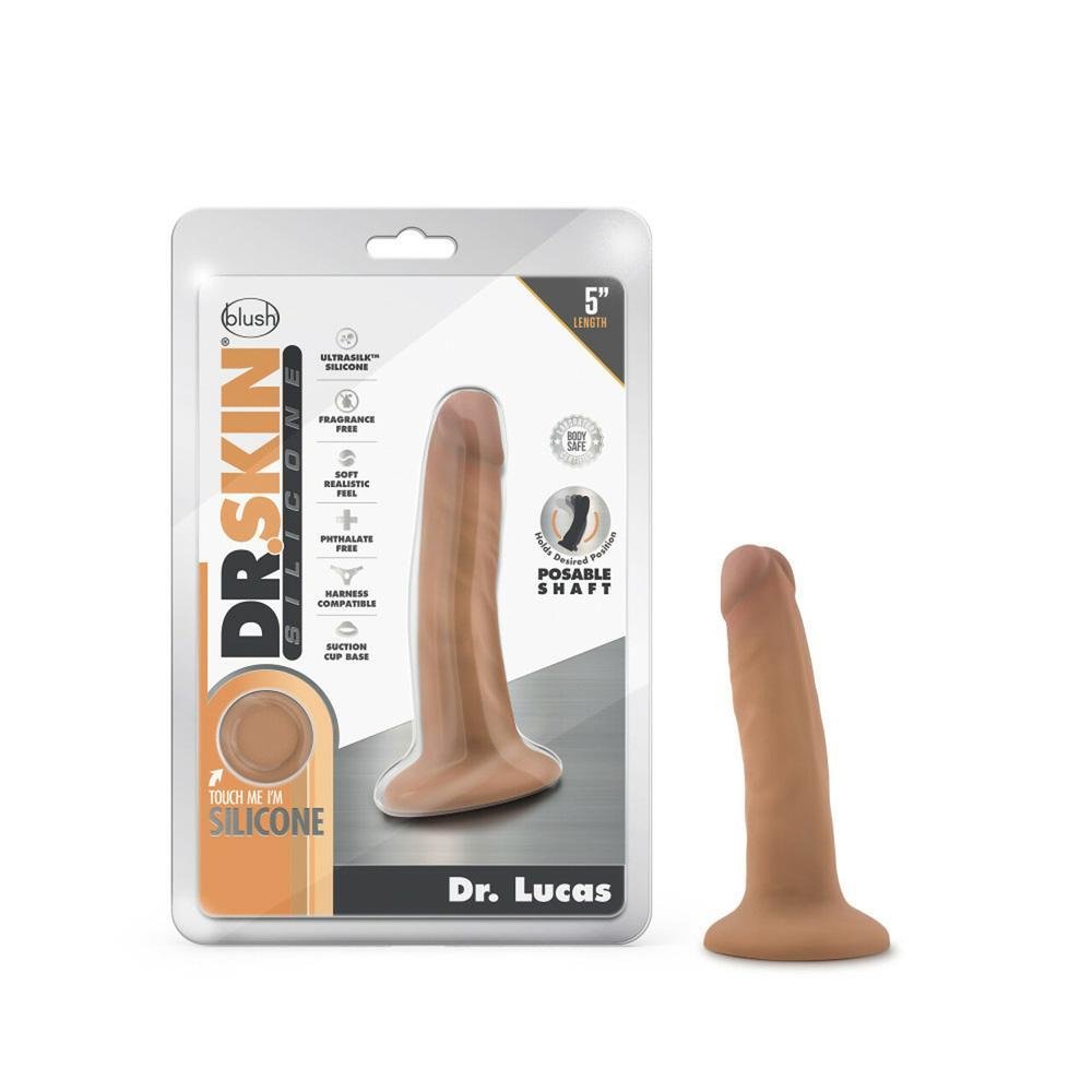 Dr. Skin Silicone Dr. Lucas 5" Dong With Suction Cup Mocha - Temptations