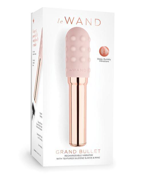 Le Wand Grand Chrome Bullet Rechargeable Vibrator w/Silicone Textured Ring - Rose Gold