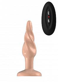 Buttplug - Rubber Vibrating - 5 Inch - Model 5 - Flesh