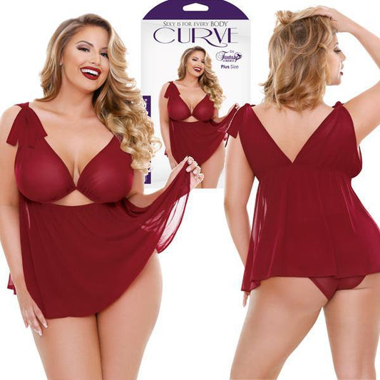 Fantasy RUBY CUTOUT BABYDOLL & PANTY B-P225-1X2X