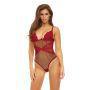 Bombshell Boudoir Lace & Mesh Peek a Boo Wire Teddy Red MD