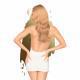 Earth - Shaker V - Neck Mini Dress With Side Gathering Including Thong, 2 Pieces White - Temptations