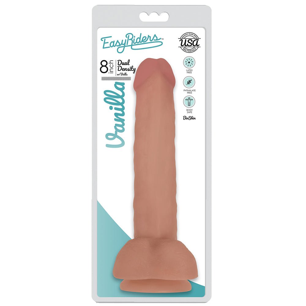 Easy Riders 8" Slim Bioskin Dong With Balls Vanilla