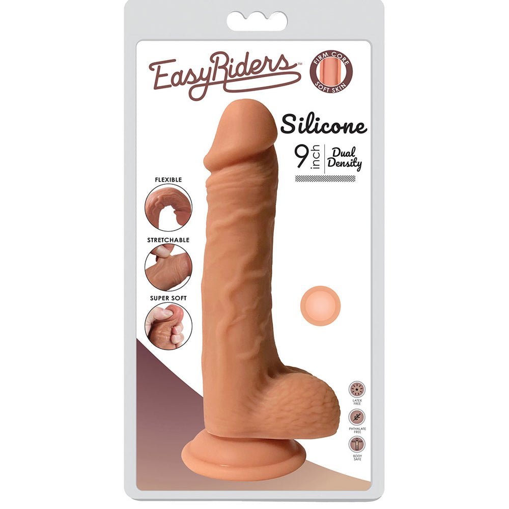 Easy Riders 9" Dual Density Silicone Dong With Balls