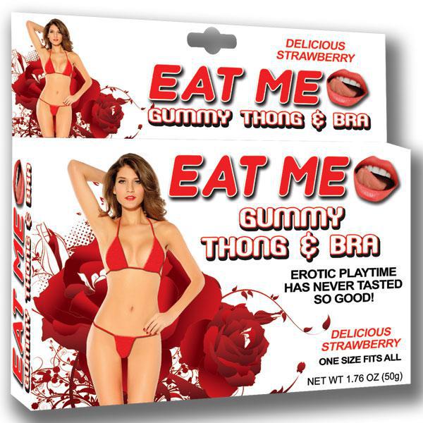 Eat Me Gummy Thong & Bra Strawberry - Temptations