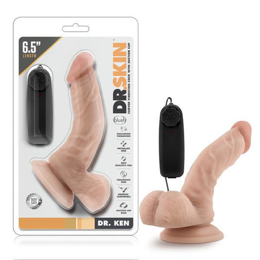 Dr. Skin Dr. Ken 6.5" Vibrating Cock With Suction Cup Vanilla