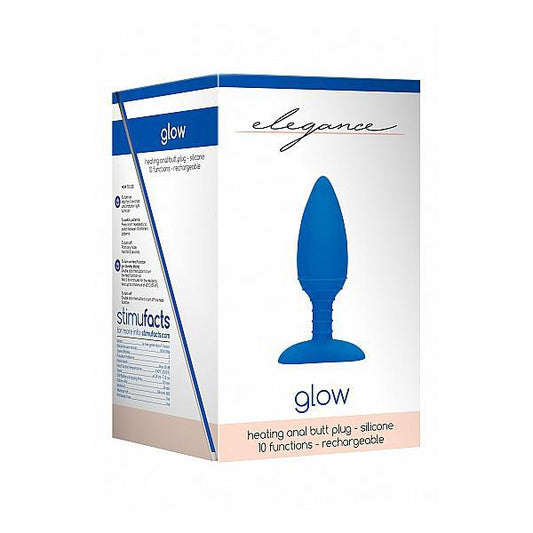 Elegance Heating Anal Butt Plug Glow Blue - Temptations