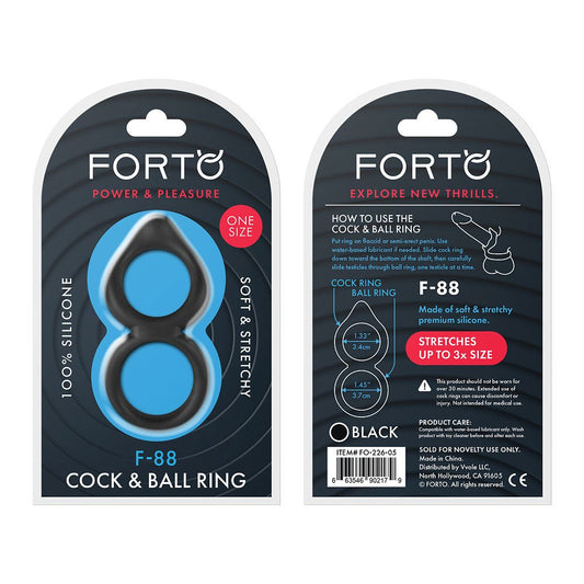 F-88: Double Ring 100% Liquid Silicone O/S Black
