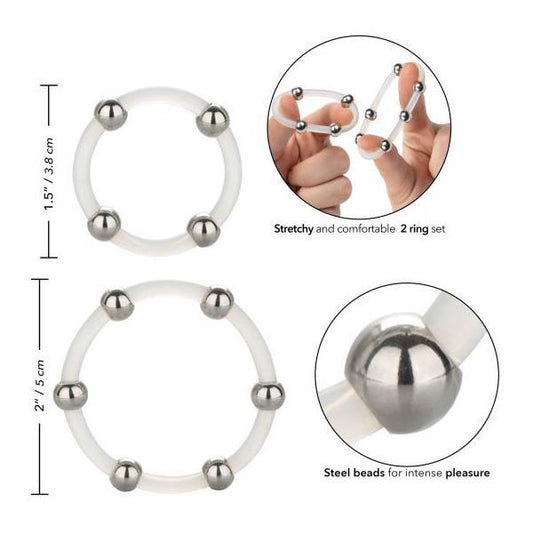 Steel Beaded Silicone Ring Set