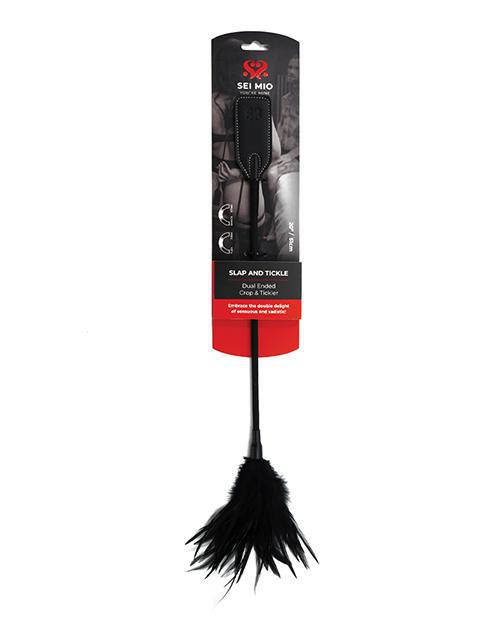 Sei Mio Slap & Tickle Dual Ended Crop & Tickler - Black