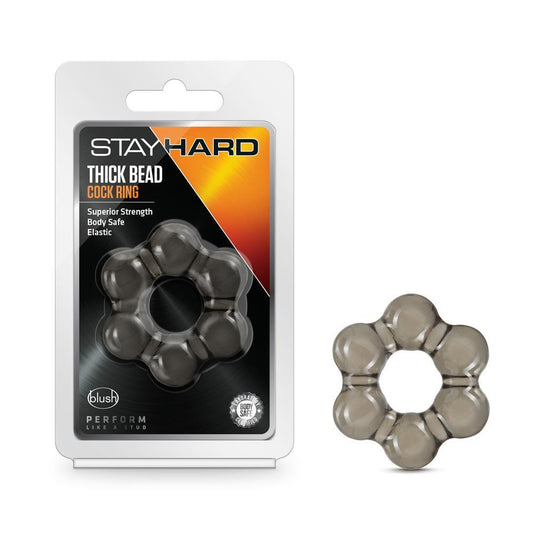 Stay Hard Thick Bead Cock Ring Black