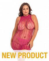 Rene Rofe Reckless Lace Mini Dress Sangria Red 1X-3X