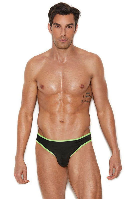 MEN'S THONG W/ NEON GREEN TRIM