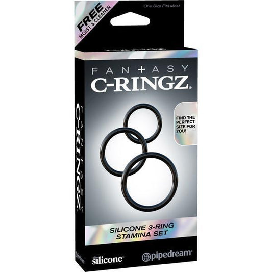 FANTASY C - RINGZ SILICONE 3 - RING STAMINA SET BLACK - Temptations