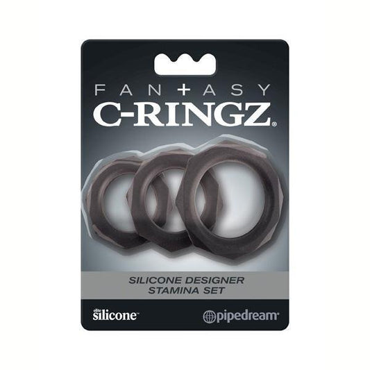 FANTASY C - RINGZ SILICONE DESIGNER STAMINA SET BLACK - Temptations