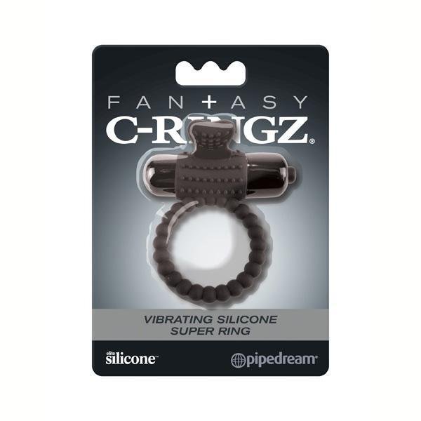 FANTASY C - RINGZ VIBRATING SILICONE SUPER RING BLACK - Temptations