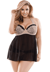 Fantasy SERENA HALTER TIE BABYDOLL WITH MOLDED CUPS & PANTY B - P276 - 1X2X - Temptations