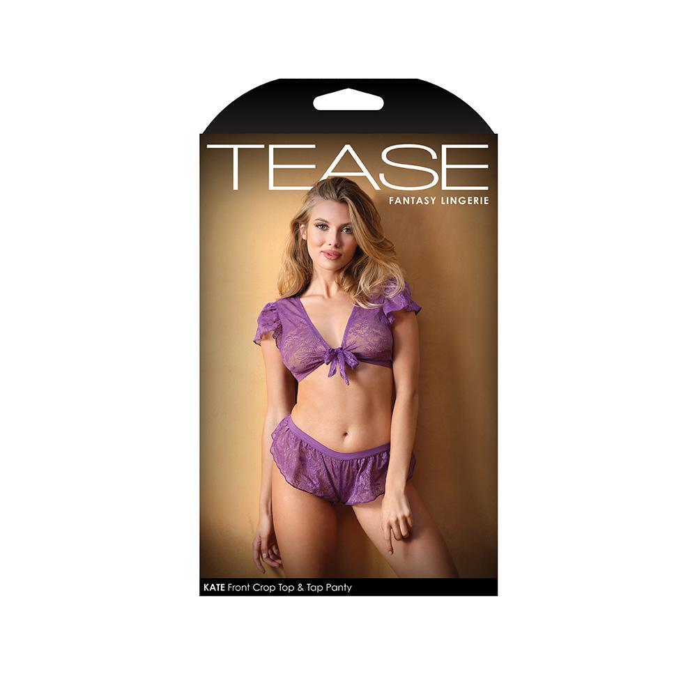 Tease Kate Tie Front Lace Crop Top With Matching Tap Panty