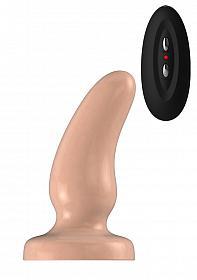 Buttplug - Rubber Vibrating - 5 Inch - Model 7 - Flesh