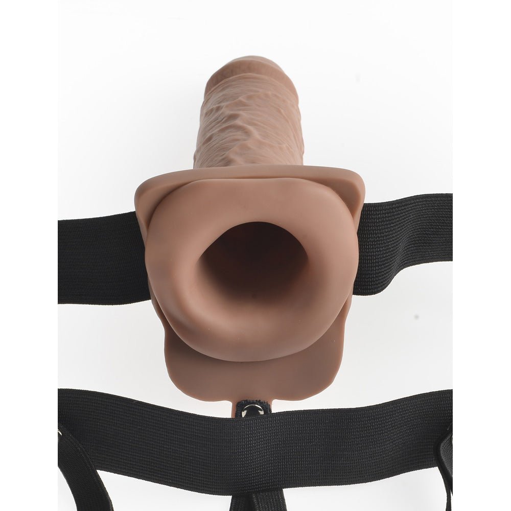 Fetish Fantasy 7" Hollow Rechargeable Strap-On With Remote Tan