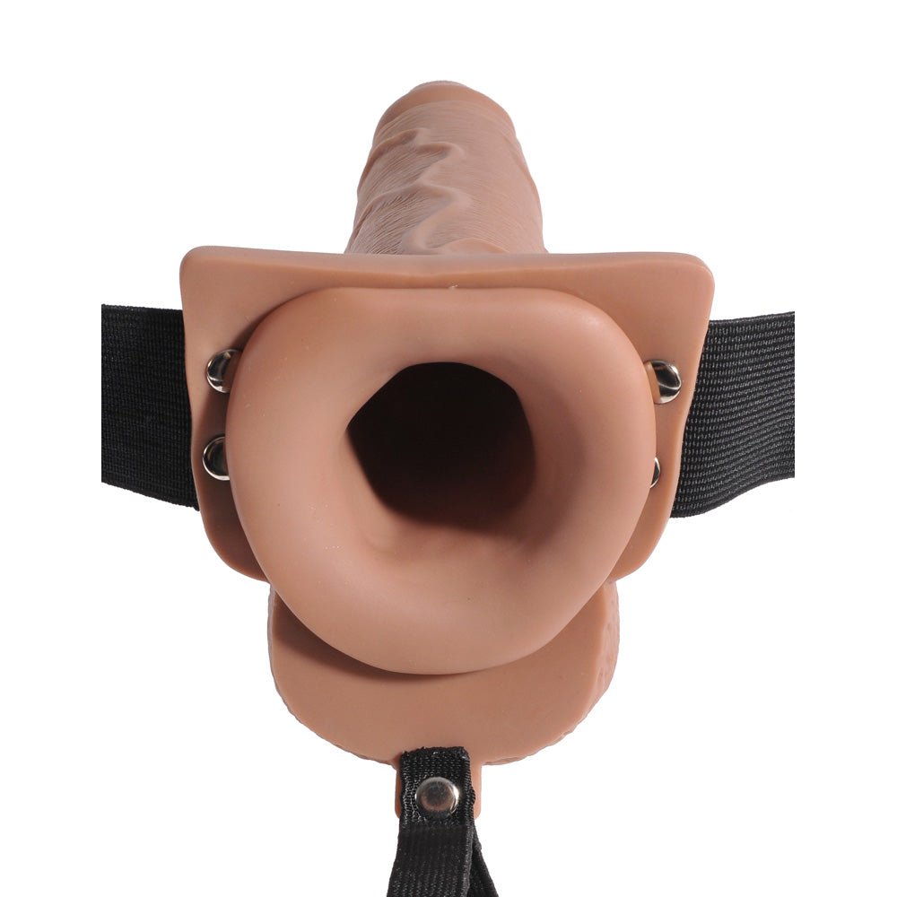 Fetish Fantasy 7.5" Hollow Squirting Strap-On With Balls Tan