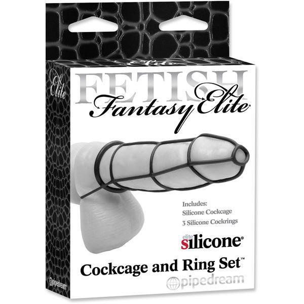 FF Elite Cockcage and Ring Set Black - Temptations