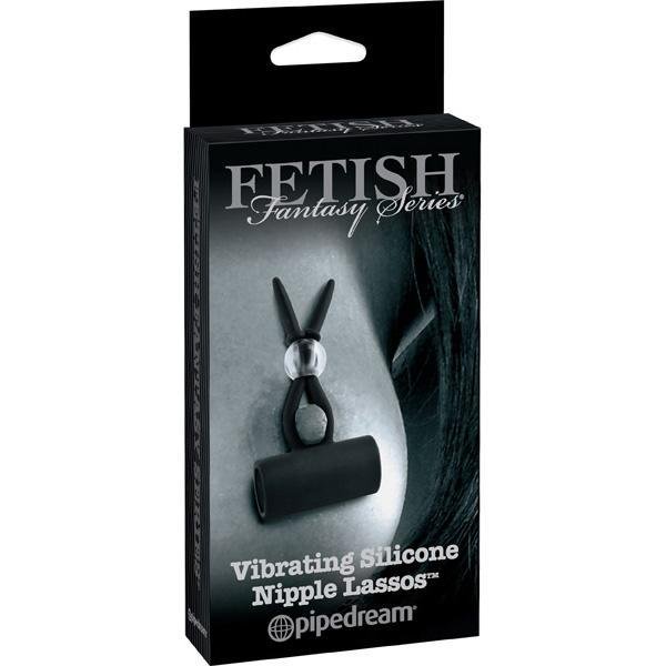 FF Vibrating Silicone Nipple Lassos Black - Temptations