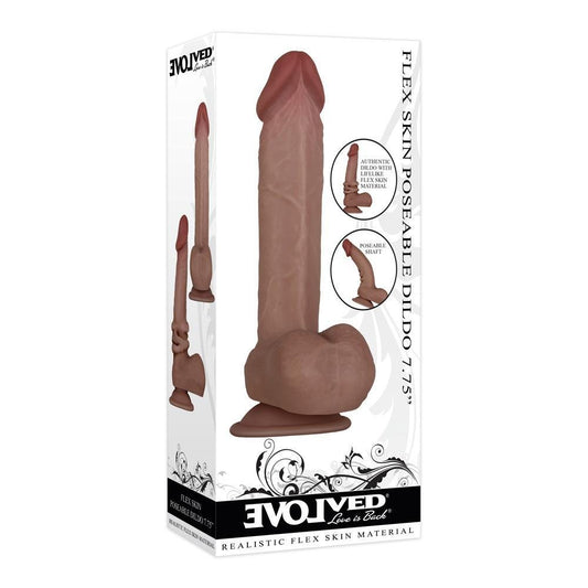 Flexskin Poseable Dildo 7.75" Dark - Temptations
