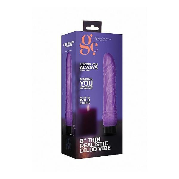 GC 8" Thin Realistic Dildo Vibe Purple - Temptations