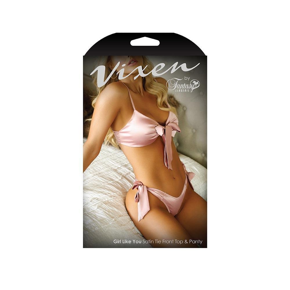 Girl Like You Satin Tie Front Top & Panty - Temptations