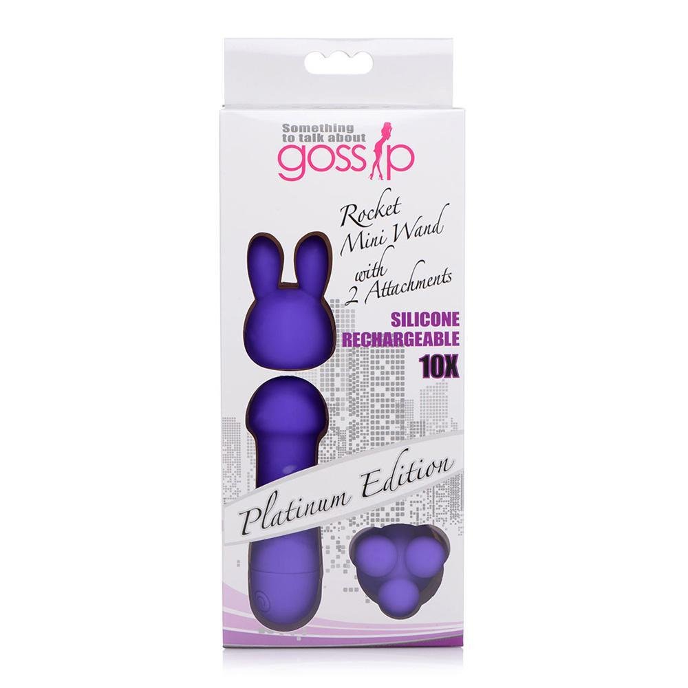 Gossip Mini Wand W/Two Attachments Violet - Temptations