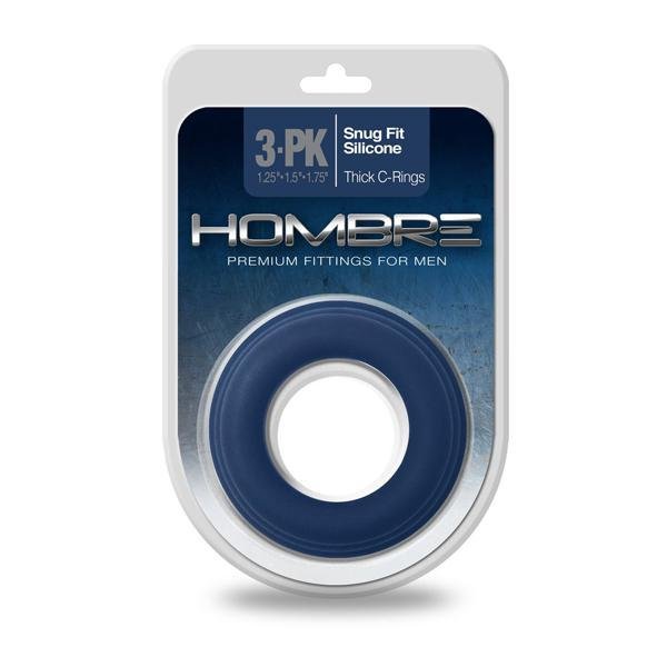 HOMBRE SNUG FIT SILICONE THICK C - RINGS 3PK NAVY - Temptations