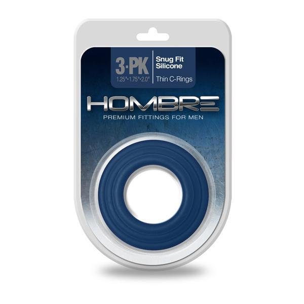 HOMBRE SNUG - FIT SILICONE THIN C - RINGS 3PK NAVY - Temptations