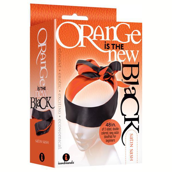 Icon THE 9'S ORANGE IS THE NEW BLACK SATIN SASH REVERSIBLE BLINDFOLD/RESTRAINT - Temptations