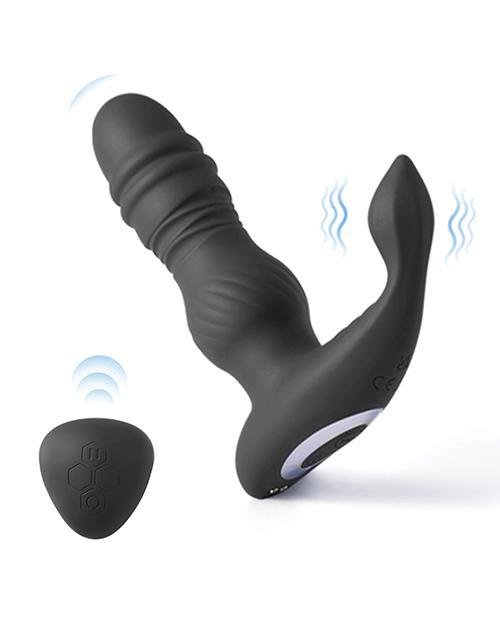 Jaden Thrusting Prostate Massager Vibrating Butt Plug Anal Sex Toy - Black - Temptations