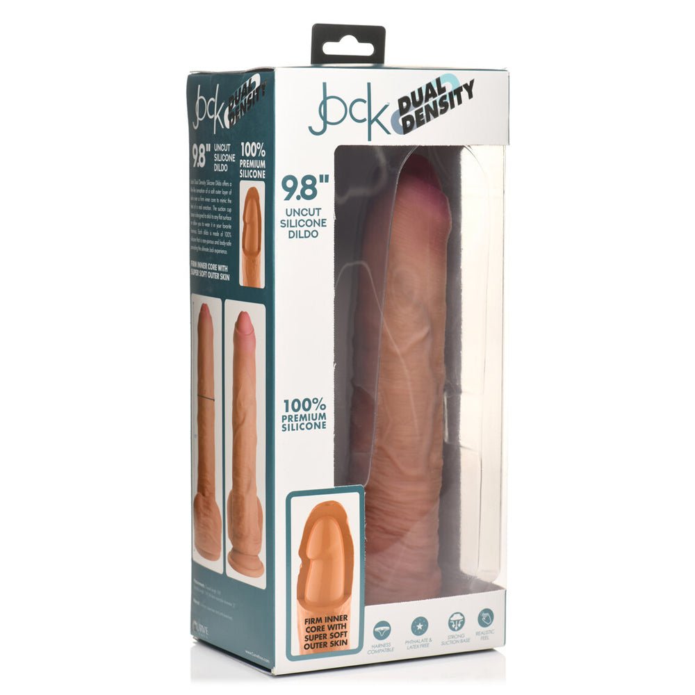 Jock 9.8" Uncut Dual Density Silicone Dildo With Balls Light