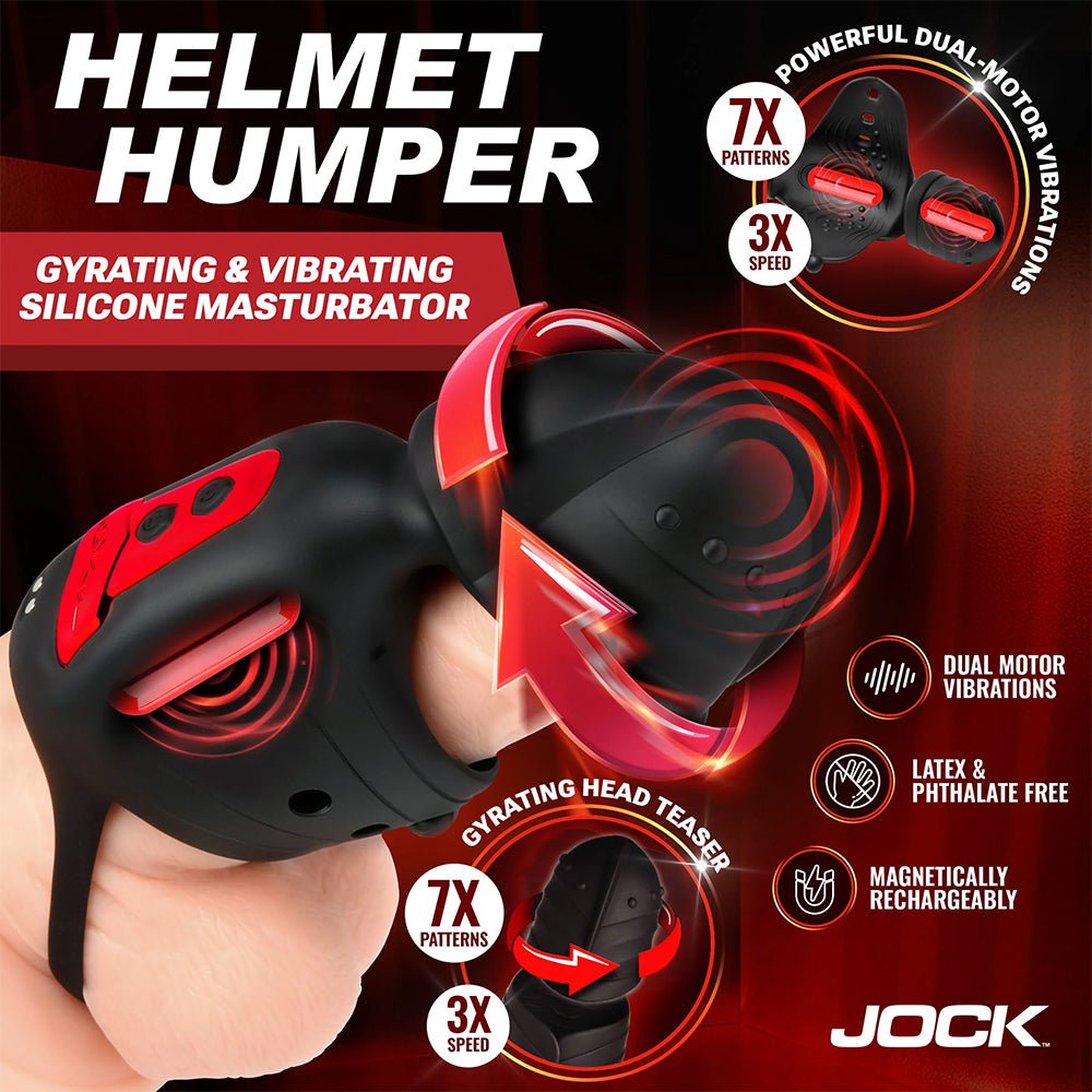 Jock Advanced Helmet Humper Gyrating & Vibrating Silicone Masturbator