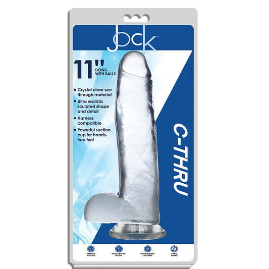 Jock C-Thru 11" Clear Tpe Dildo With Balls