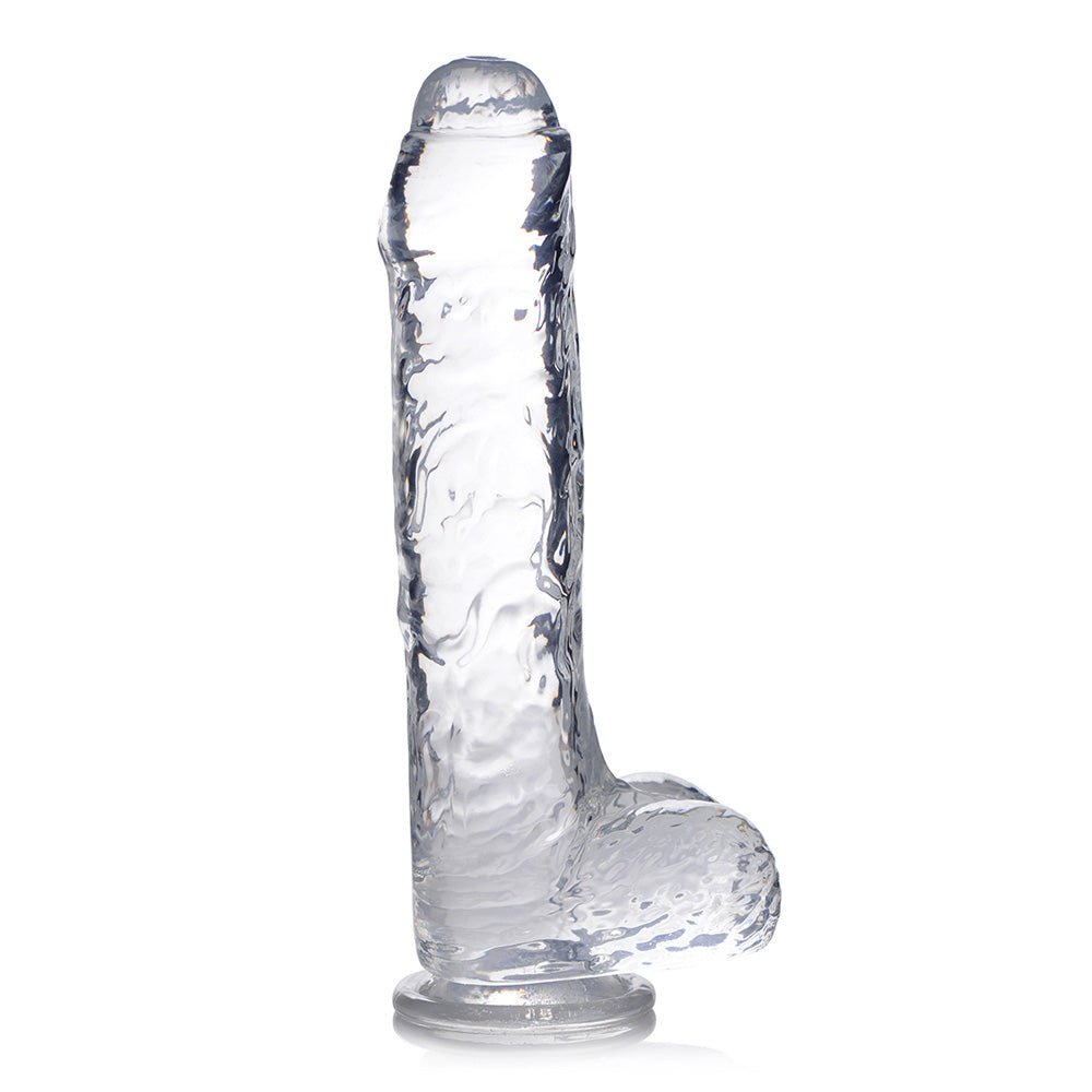 Jock C-Thru Slim 9" Clear Tpe Dildo With Balls