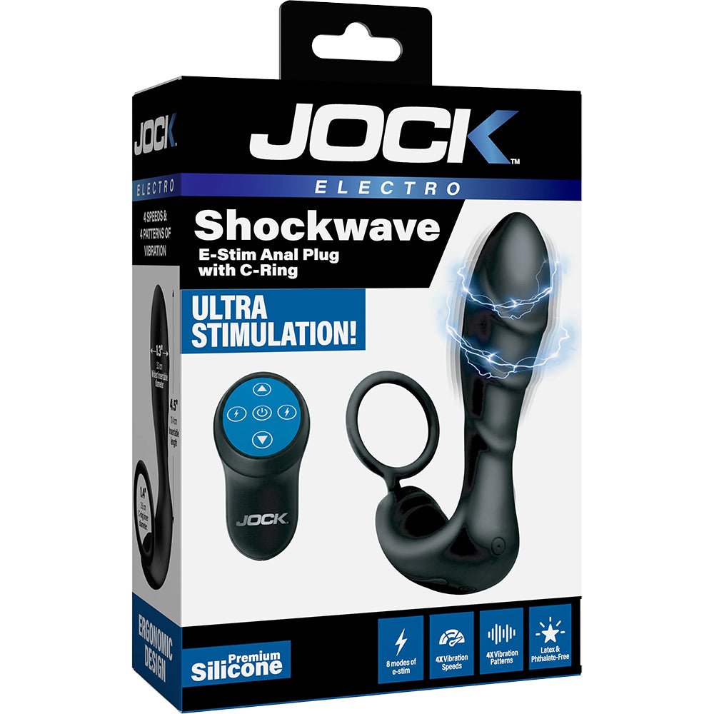 Jock Electro Shockwave E-Stim Anal Plug W/ C-Ring