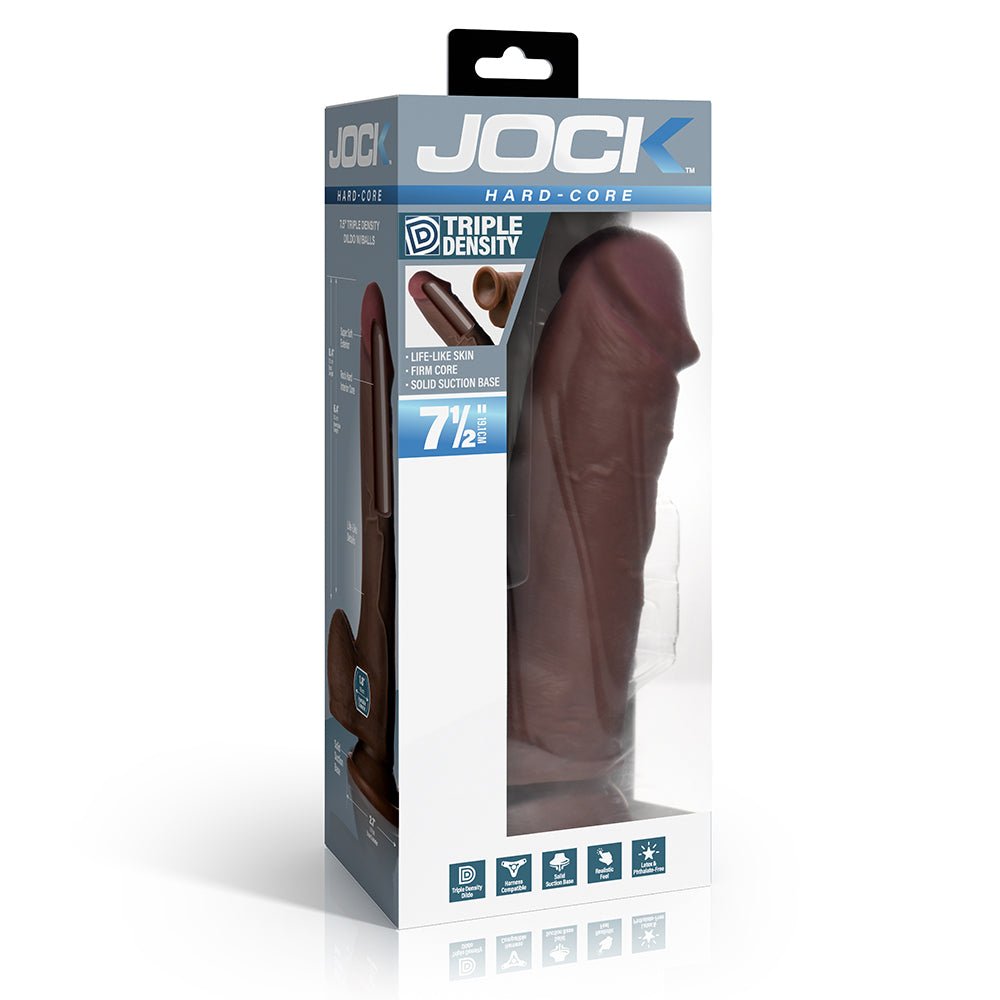 Jock Hard-Core 7.5" Triple Density Dildo W/ Balls Dark