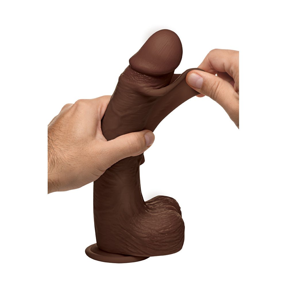 Jock Real Skin 10" Silicone Dildo W/ Balls Dark