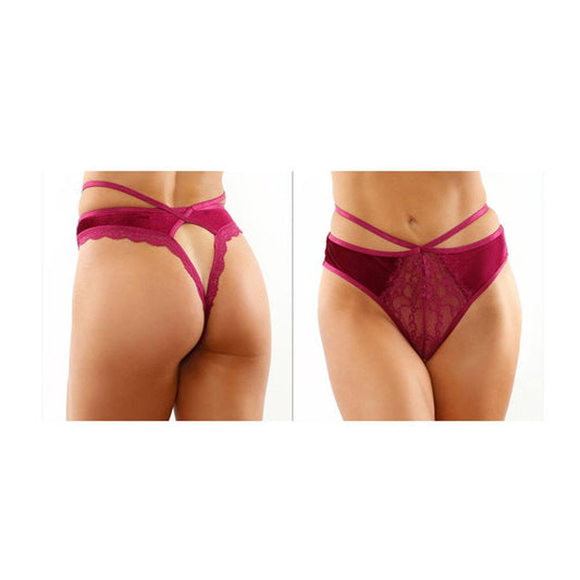 Kalina Velvet Cut - Out Thong With Keyhole Back L/Xl - Temptations