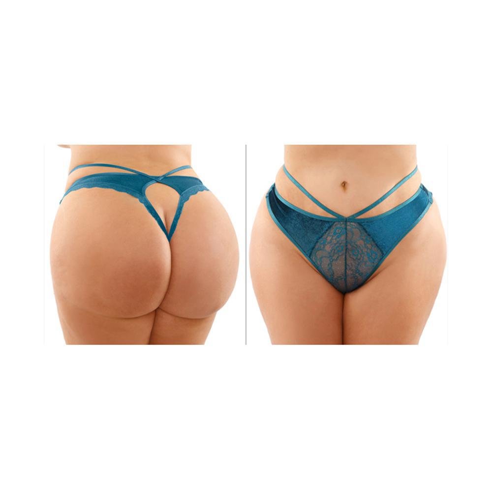 Kalina Velvet Cut - Out Thong With Keyhole Back Queen Size - Temptations