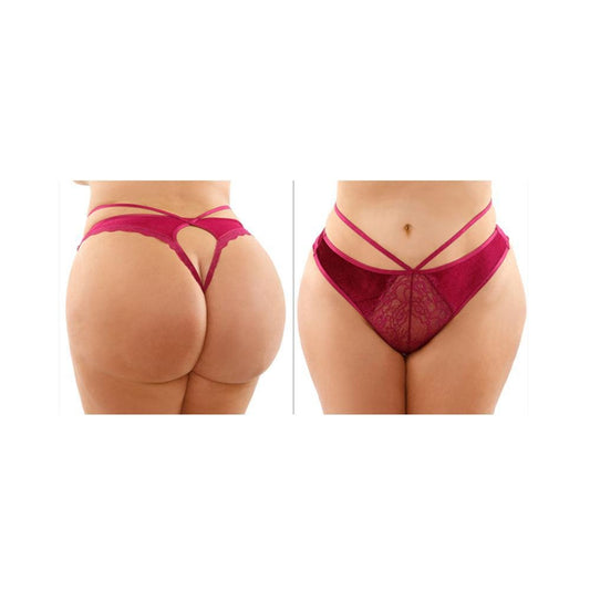 Kalina Velvet Cut - Out Thong With Keyhole Back Queen Size - Temptations