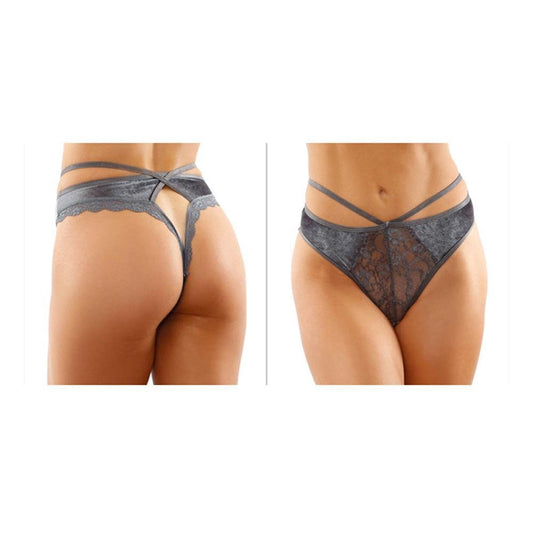 Kalina Velvet Cut - Out Thong With Keyhole Back S/M - Temptations