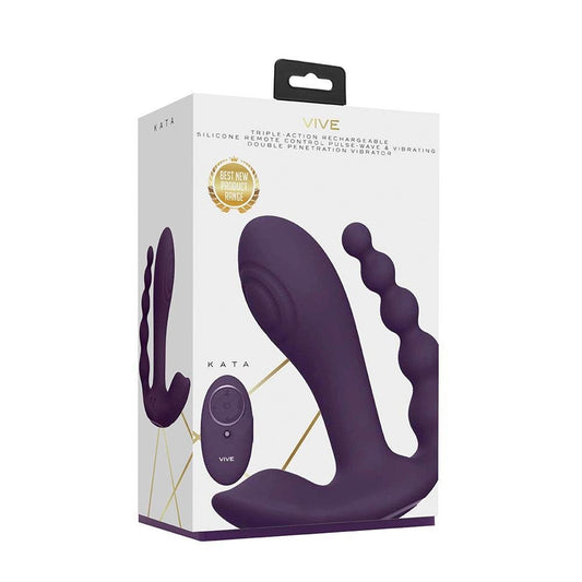 Kata Pulse Wave & Vibrating Double Penetration Vibrator Purple - Temptations