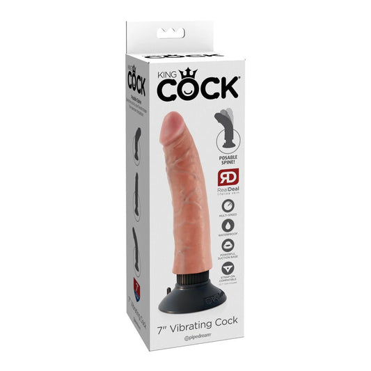 King Cock 7" Vibrating Cock Flesh